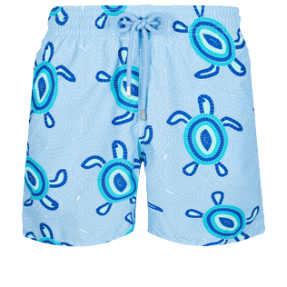 Men Classic Printed - Men Swimwear Mosaic Turtles, Sky blue front view