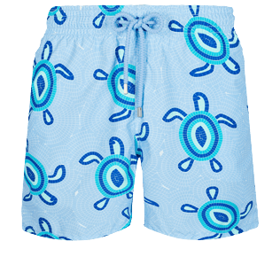 Picture of Men Classic Printed - Men Swim Trunks Mosaic Turtles, Sky blue front view Picture of Men Classic Printed - Men Swim Trunks Mosaic Turtles, Sky blue front view