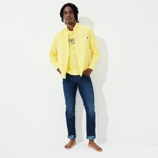 Photo de Homme AUTRES Uni - T-shirt manches longues en coton, Citron vue de détail 3 Photo de Homme AUTRES Uni - T-shirt manches longues en coton, Citron vue de détail 3