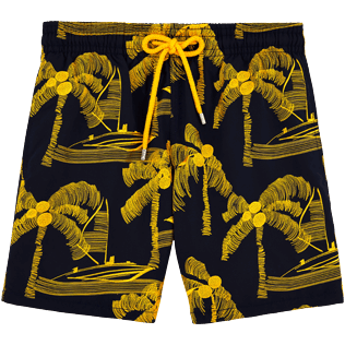 Men Classic / Moorea Embroidered - All Over Palm Trees Embroidery Swimwear, Navy front Men Classic / Moorea Embroidered - All Over Palm Trees Embroidery Swimwear, Navy front