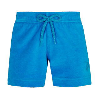Niñas Autros Liso - Pantalón corto en tejido terry liso para niña, Hawaii blue front Niñas Autros Liso - Pantalón corto en tejido terry liso para niña, Hawaii blue front