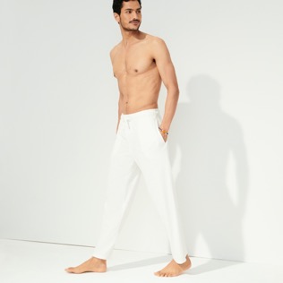 Hombre Autros Liso - Pantalones con cinturilla elástica en tejido terry de jacquard unisex, Blanco tiza detalles vista 2