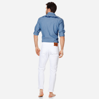 Herren Andere Uni - Weiße 5-Pocket-Jeans Regular Fit, Weiss Rückansicht getragen