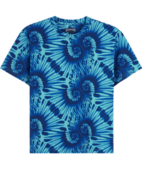 Men Cotton T-Shirt Tie & Dye Nautilius Print Azzurro vista frontale