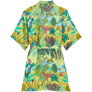 Women Others Printed - Women Linen Shirt Dress Jungle Rousseau, Ginger back view