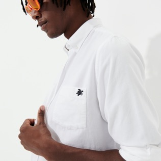 Picture of Men Others Solid - Men Cotton Shirt Solid, White details view 4 Picture of Men Others Solid - Men Cotton Shirt Solid, White details view 4