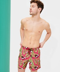Men Classic Printed - Men Swimwear 2006 Coconuts, Shocking pink front worn view