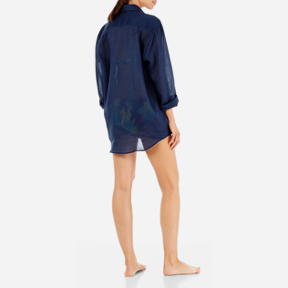 Shirts Embroidered - Unisex Linen Voile Shirt Solid, Navy supp5 Shirts Embroidered - Unisex Linen Voile Shirt Solid, Navy supp5