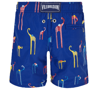 Boys Others Embroidered - Boys Swim Trunks Embroidered Giaco Elephant, Batik blue back view