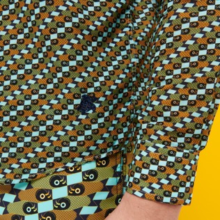Andere Bedruckt - Smoked Fish Unisex Sommerhemd aus Baumwollvoile, Saphir Details Ansicht 1