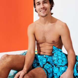 Homme CEINTURE PLATE Imprimé - Maillot de bain court stretch homme ceinture plate 2015 Inkshell, Bleu marine vue de détail 3