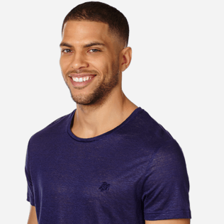 Homme AUTRES Uni - T-Shirt Col rond en Jersey de Lin Homme Uni, Bleu nuit supp1 Homme AUTRES Uni - T-Shirt Col rond en Jersey de Lin Homme Uni, Bleu nuit supp1