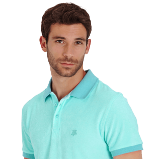 Men Others Solid - Men Terry Cloth Polo Shirt Solid, Lagoon supp1 Men Others Solid - Men Terry Cloth Polo Shirt Solid, Lagoon supp1