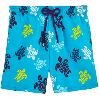 Men Classic / Moorea Printed - Multicolor Turtles Swim shorts, Azure front Men Classic / Moorea Printed - Multicolor Turtles Swim shorts, Azure front