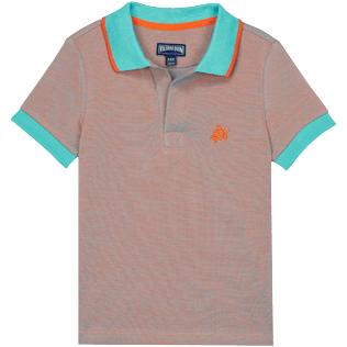 Boys Others Solid - Boys Changing Cotton Pique Polo Shirt Solid, Guava front view