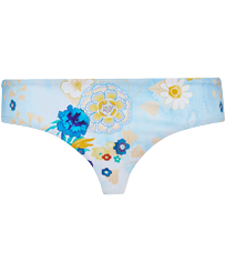 Women Fitted Printed - Women Bikini Bottom Covering Brief Belle Des Champs, Soft blue front view