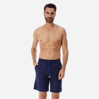 Hombre Autros Gráfico - Bermudas tipo cargo de algodón con estampado Carreaux para hombre, Azul marino frontworn Hombre Autros Gráfico - Bermudas tipo cargo de algodón con estampado Carreaux para hombre, Azul marino frontworn