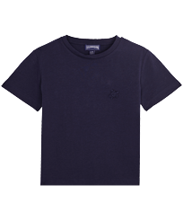 Bambino Altri Stampato - T-shirt bambino in cotone "Fondé à St-Tropez" - Vilebrequin x Florence Broadhurst, Blu marine vista frontale