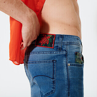 Men Others Printed - Men 5 Pockets Tropical Turtles Printed Denim Pants, Med denim w2 supp3 Men Others Printed - Men 5 Pockets Tropical Turtles Printed Denim Pants, Med denim w2 supp3