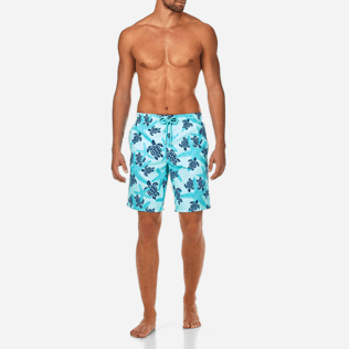 Men Long classic Printed - Starlettes & Turtles Long Cut Swim shorts, Lagoon frontworn Men Long classic Printed - Starlettes & Turtles Long Cut Swim shorts, Lagoon frontworn
