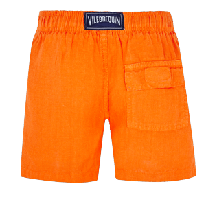 Niños Autros Liso - Bermudas en lino de color liso para niño, Azafran back Niños Autros Liso - Bermudas en lino de color liso para niño, Azafran back