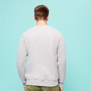 Men Others Embroidered - Men Cotton Sweater Embroidered Corduroy Patch Vilebrequin, Lihght gray heather back worn view