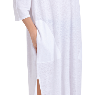Donna Altri Unita - Caftano da spiaggia donna in lino a tinta unita, Bianco supp1 Donna Altri Unita - Caftano da spiaggia donna in lino a tinta unita, Bianco supp1