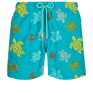 Hombre Clásico Bordado - Bañador con bordado Ronde Des Tortues para hombre - Edición limitada, Ming blue front Hombre Clásico Bordado - Bañador con bordado Ronde Des Tortues para hombre - Edición limitada, Ming blue front