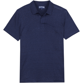 Hombre Autros Liso - Polo en punto de lino de color liso para hombre, Azul marino front Hombre Autros Liso - Polo en punto de lino de color liso para hombre, Azul marino front