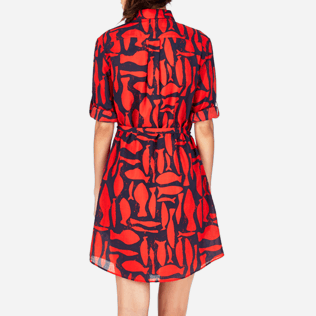 Mujer Vestido Estampado - Vestido camisero largo con estampado Silex Fishes, Amapola supp2 Mujer Vestido Estampado - Vestido camisero largo con estampado Silex Fishes, Amapola supp2