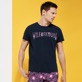 Men Others Printed - Men Cotton T-Shirt Hypno Shell, Navy front worn view