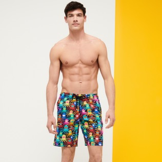 Men Long classic Printed - Men Swimwear Long Multicolore Medusa, Navy front worn view