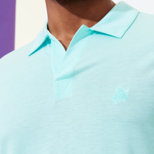 Men Others Solid - Men Tencel Polo Shirt Solid, Lagoon details view 2