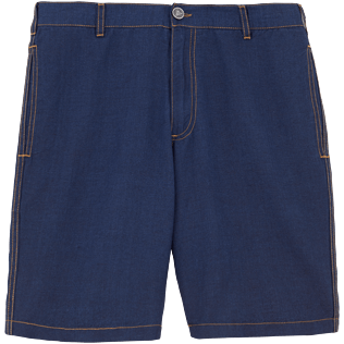 Hombre Bermudas Liso - Bermudas rectas color añil, Indigo front Hombre Bermudas Liso - Bermudas rectas color añil, Indigo front