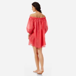 Women Others Solid - Women off-the-shoulder Cotton voile Dress Solid, Hibiscus backworn Women Others Solid - Women off-the-shoulder Cotton voile Dress Solid, Hibiscus backworn