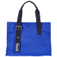 Andere Uni - Kleine Einfarbige Strandtasche aus Baumwolle, Purple blue Vorderansicht