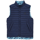 Others Printed - Unisex Reversible Sleeveless Jacket Blurred Turtles, Navy back view