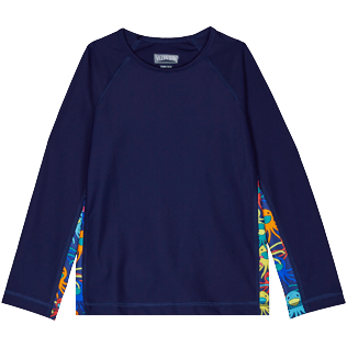 Autros Estampado - Camiseta de baño unisex de manga larga con protección solar y estampado Multicolore Medusa, Azul marino vista frontal