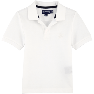 Niños Autros Liso - Boys Cotton Pique Polo Shirt Solid, Blanco front Niños Autros Liso - Boys Cotton Pique Polo Shirt Solid, Blanco front