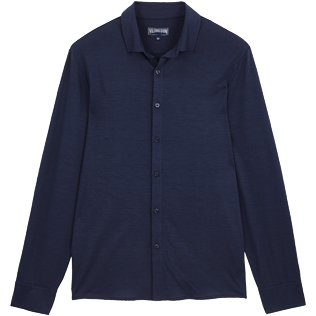 Men Others Solid - Jersey Tencel Men Shirt Solid, Navy front view