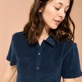 Hombre Autros Liso - Camisa de bolos unisex en tejido terry de jacquard, Azul marino detalles vista 3