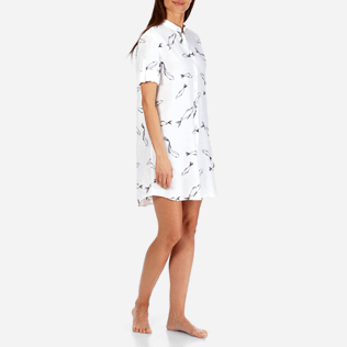 Donna Altri Ricamato - Camicia donna in lino con colletto rigido e ricamo Fish Dance, Bianco supp3 Donna Altri Ricamato - Camicia donna in lino con colletto rigido e ricamo Fish Dance, Bianco supp3
