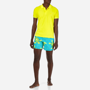 Men Others Solid - Men Cotton Pique Polo shirt Solid, Lemon frontworn Men Others Solid - Men Cotton Pique Polo shirt Solid, Lemon frontworn