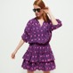 Women Others Printed - Women Short Ruffles and Long Sleeves Cotton Dress Hypno Shell, Navy details view 2