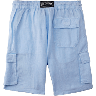 Men Others Solid - Men Cargo Linen Bermuda Shorts Solid, Sky blue back Men Others Solid - Men Cargo Linen Bermuda Shorts Solid, Sky blue back