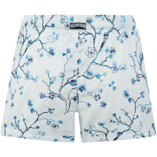 Damen Andere Bestickt - Cherry Blossom Badeshorts mit Stickerei für Damen, Sea blue Rückansicht