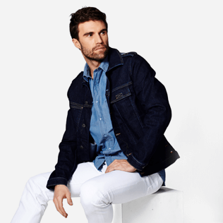 Hombre Autros Liso - Camisa de algodón con logotipo de Vilebrequin retro para hombre, Dark denim w1 supp5 Hombre Autros Liso - Camisa de algodón con logotipo de Vilebrequin retro para hombre, Dark denim w1 supp5