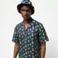 Men Others Printed - Men Bowling Shirt Linen Tortues Rainbow Multicolor - Vilebrequin x Kenny Scharf, Navy front worn view