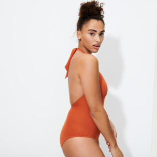 Damen Einteiler Uni - Formender Solid Badeanzug für Damen, Paprika supp1 Damen Einteiler Uni - Formender Solid Badeanzug für Damen, Paprika supp1