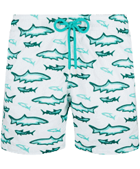 Men Embroidered Swim Trunks Requins 3D - Limited Edition Glacier front view